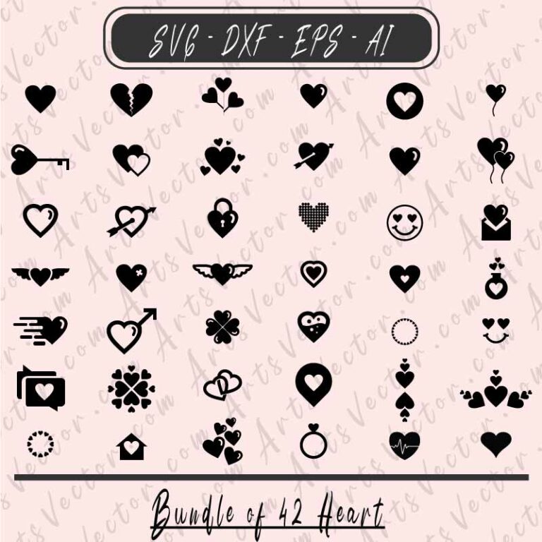 42 Heart bundle SVG DXF EPS AI