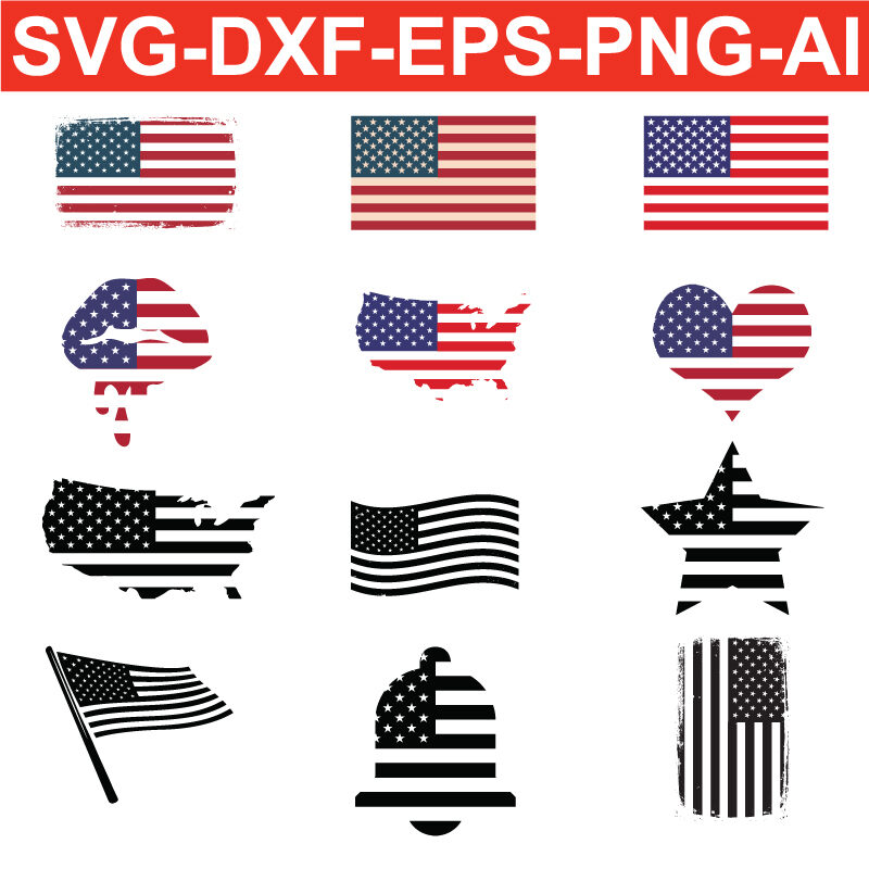 American Flag SVG PNG EPS DXF AI Silhouette