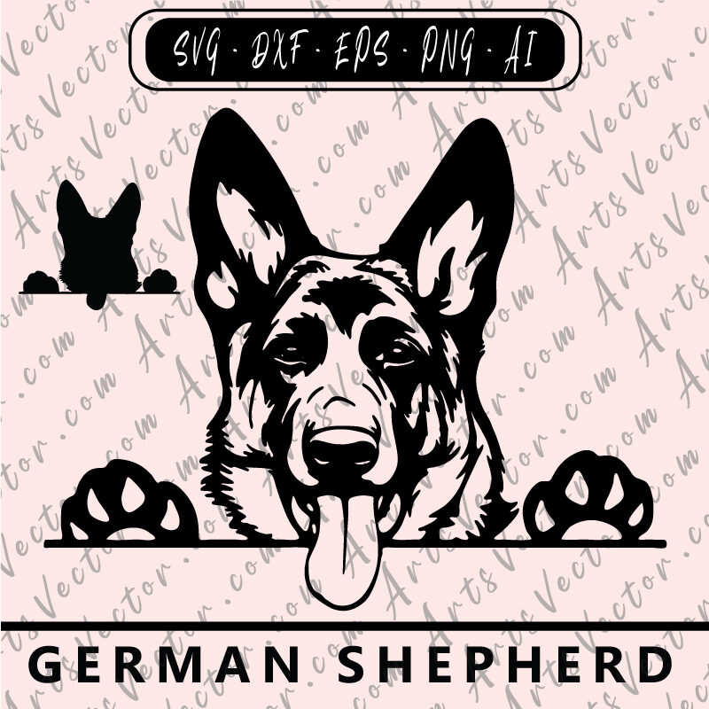 German Shepherd Dog Pup SVG EPS DXF AI Silhouette