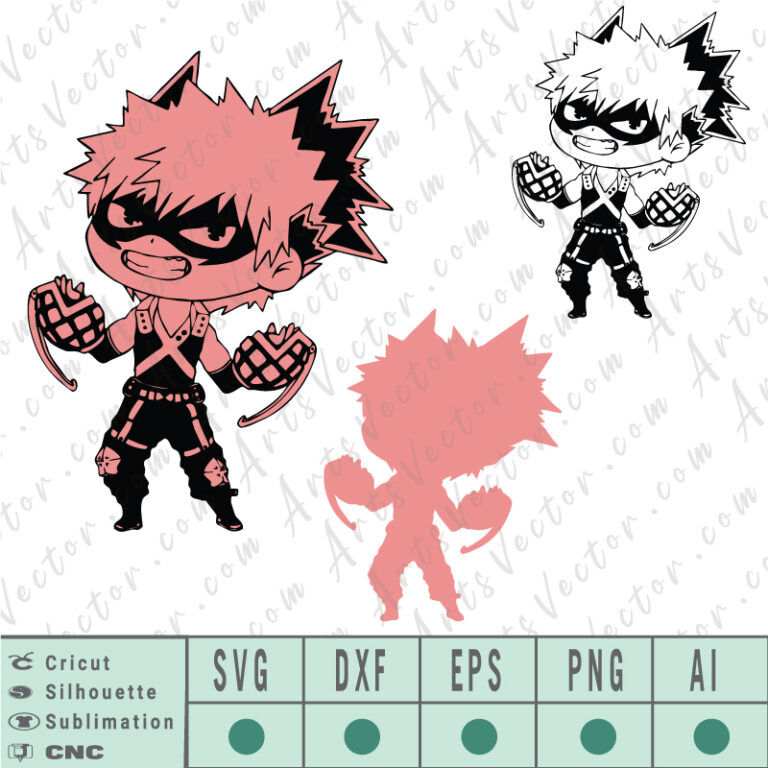 Katsuki bakugou silhouette SVG EPS DXF PNG AI