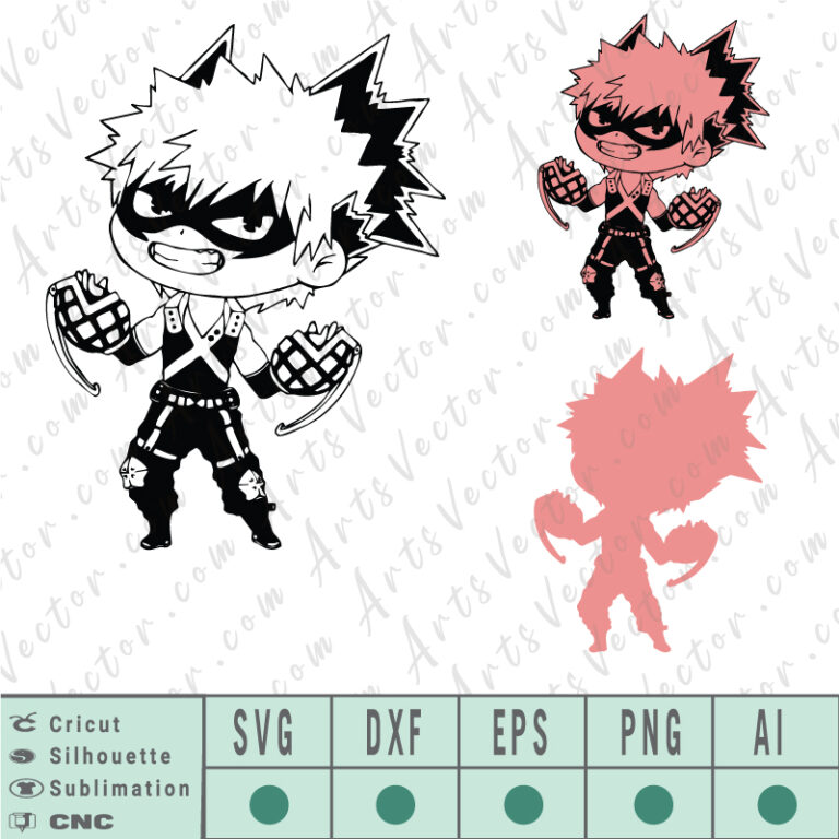 Katsuki bakugou silhouette SVG EPS DXF PNG AI