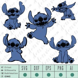 Lilo and stitch cricut layered SVG EPS DXF PNG AI Vector Download.