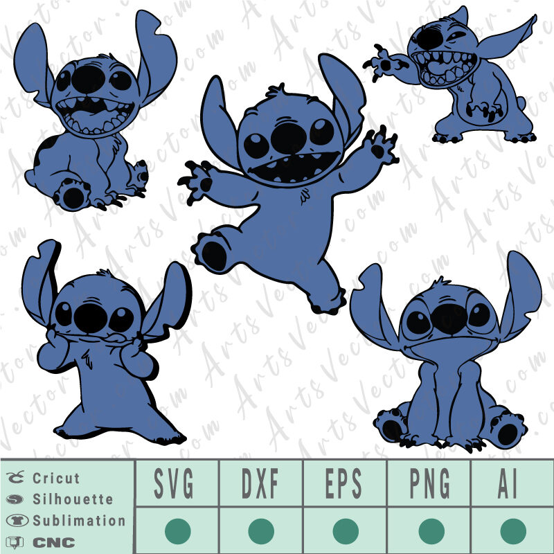 Lilo and stitch cricut layered SVG EPS DXF PNG AI Vector Instant Download