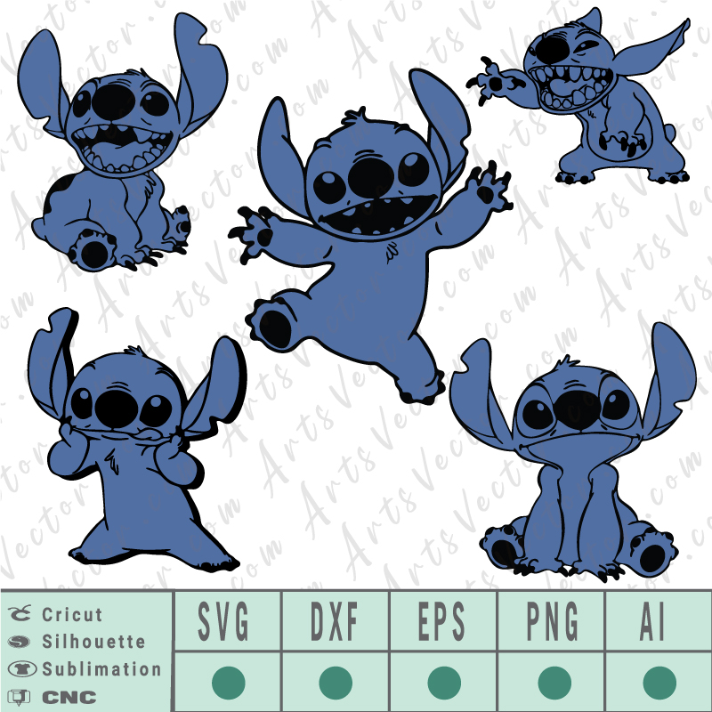 Lilo And Stitch Cricut Layered Svg Eps Dxf Png Ai Vector Download