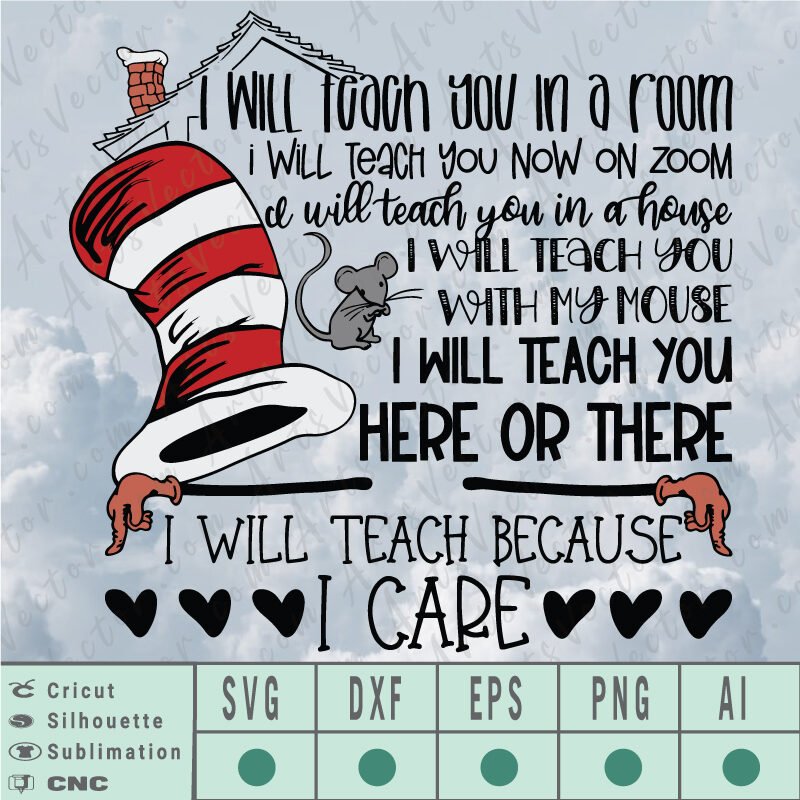 Dr seuss i will teach you in a room SVG EPS DXF PNG AI Vector Instant Download