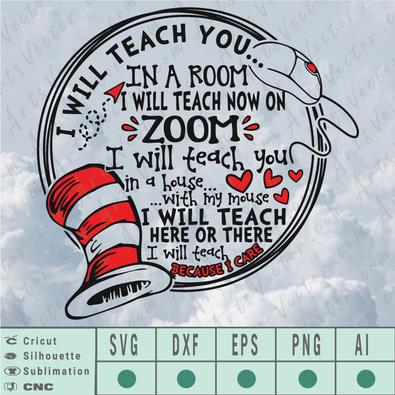 I will teach you in room i will teach you now on zoom SVG EPS DXF PNG AI Vector Instant Download