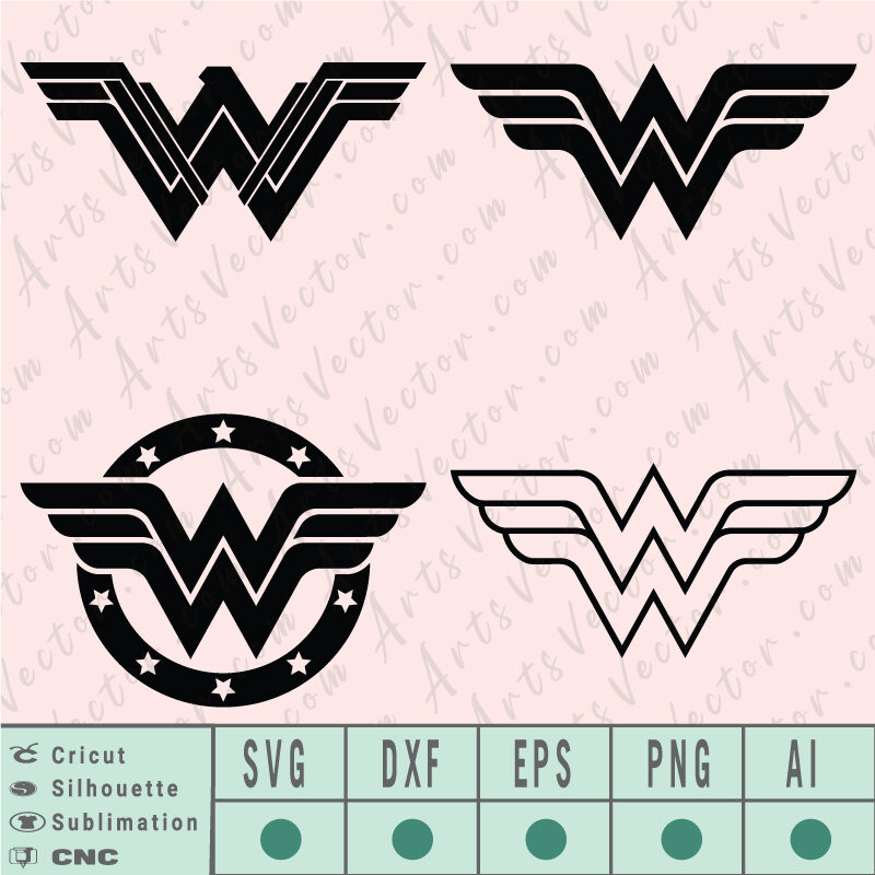 Wonder woman logo SVG EPS DXF PNG AI Vector Instant Download