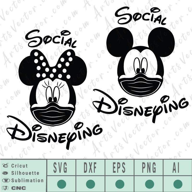 Social disneying silhouette SVG EPS DXF PNG AI Instant Download