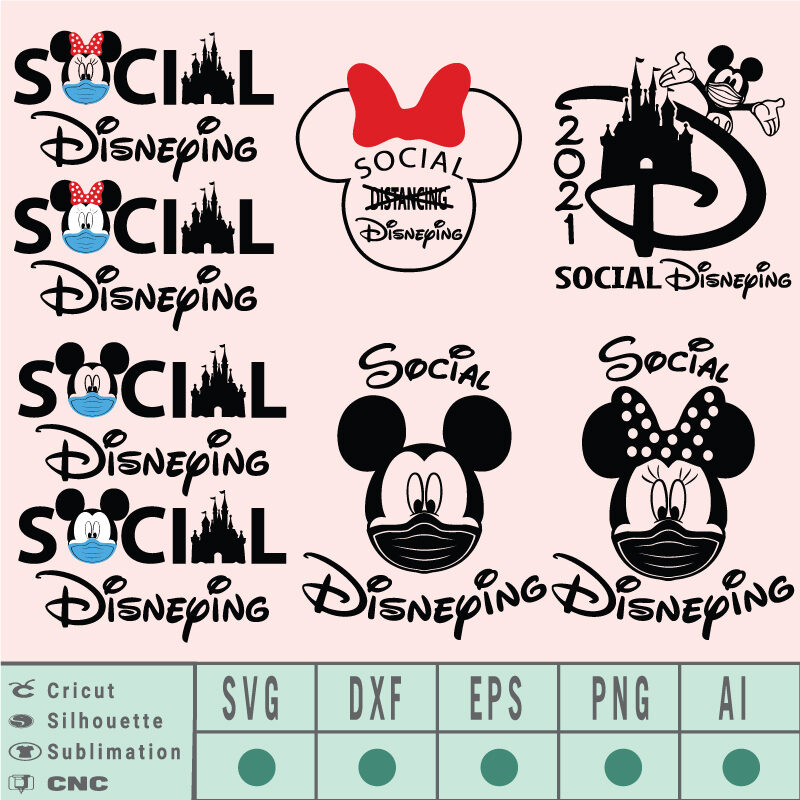 Social Disneying bundle SVG EPS DXF PNG AI Instant Download