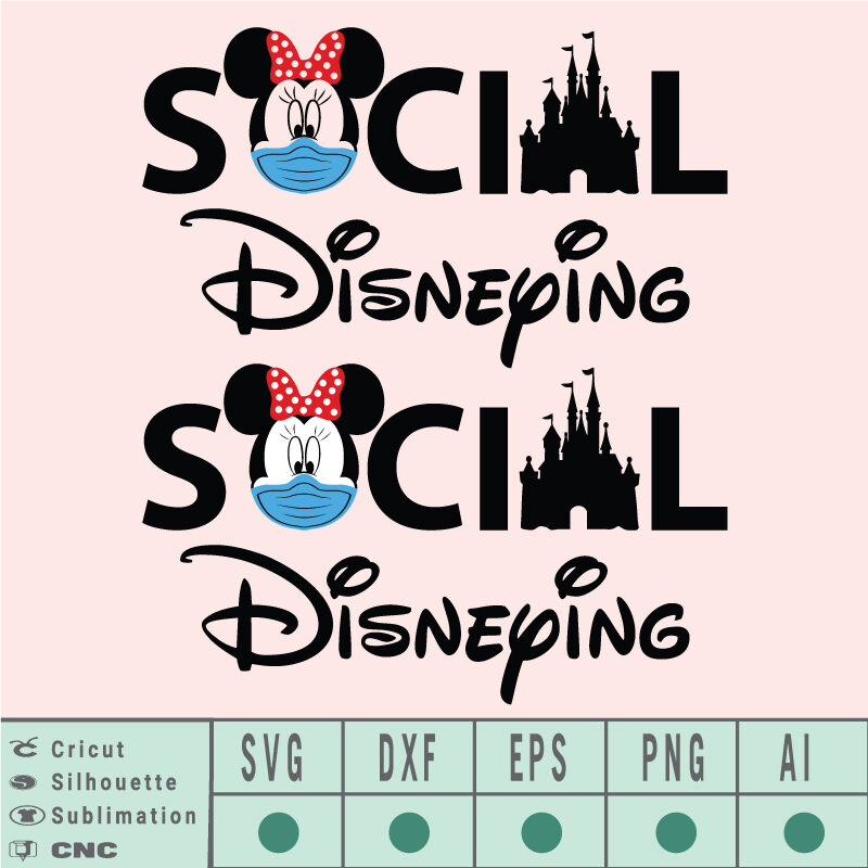 Social disneying layered SVG EPS DXF PNG AI Instant Download