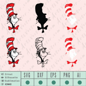 Cat in the hat DrSeuss SVG EPS DXF PNG AI Vector instant download