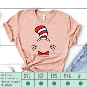 The cat in the hat Dr Seuss SVG EPS DXF PNG AI instant download.