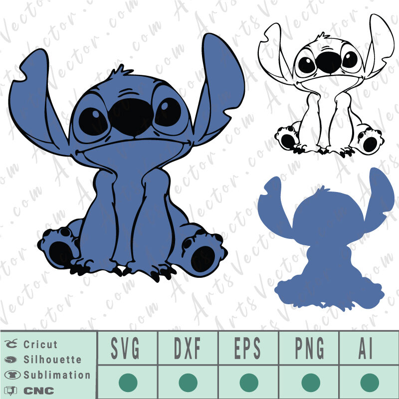 Lilo and stitch cricut layered SVG EPS DXF PNG AI Vector Instant Download