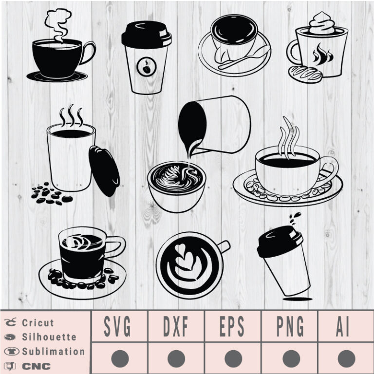 Coffee Cup clipart SVG EPS DXF PNG AI Instant Download