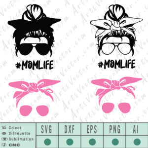 Download Mom life messy Bun SVG EPS DXF PNG AI Instant Download
