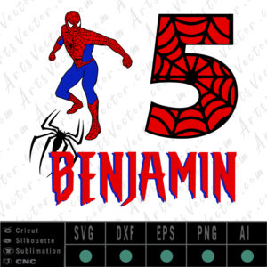 Spiderman Birthday layered SVG EPS DXF PNG AI Instant Download