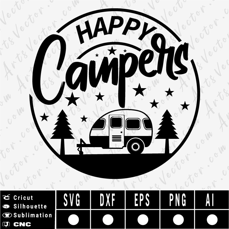 Happy Camper camping SVG EPS DXF PNG AI Instant Download