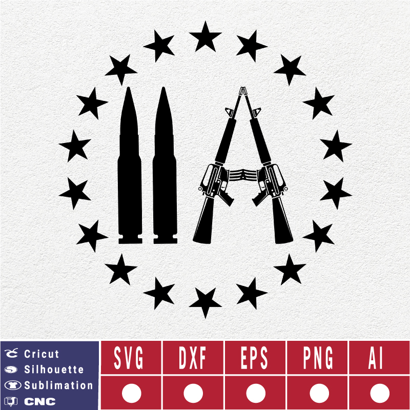 Papercraft Embellishments EPS 2nd Amendment Star Circle Logo SVG 1776 ...