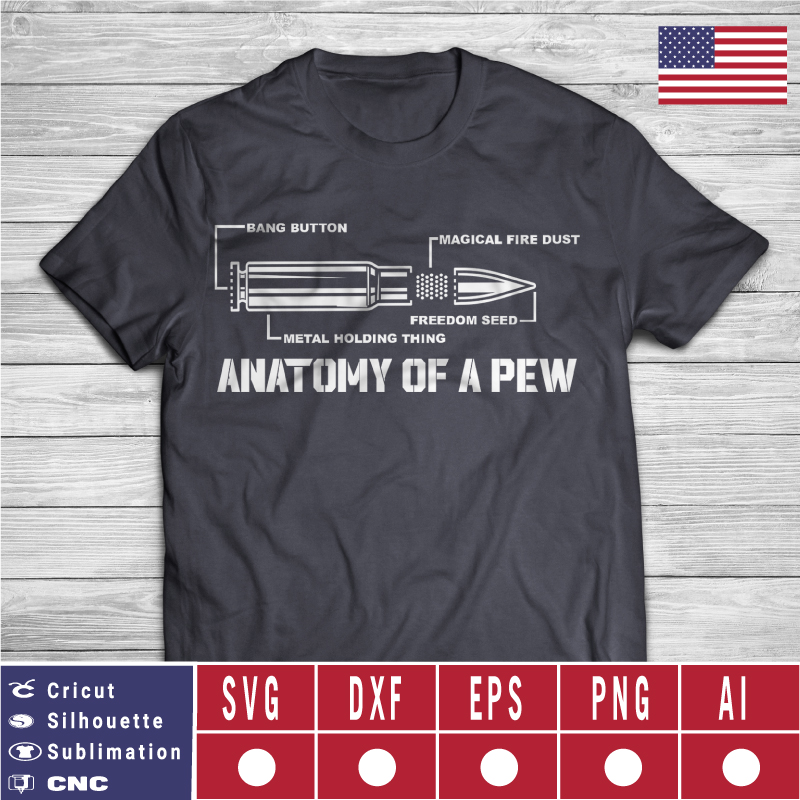 Anatomy Of A Pew SVG EPS DXF PNG AI Blueprint Gun AR15 Freedom America USA