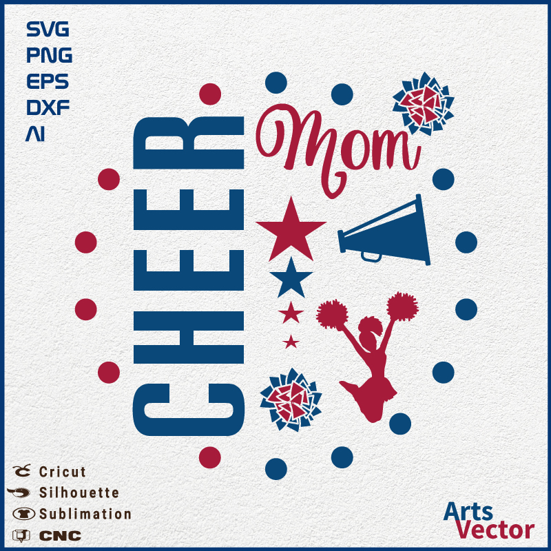 Funny Cheer Mom SVG PNG EPS DXF AI Instant Download