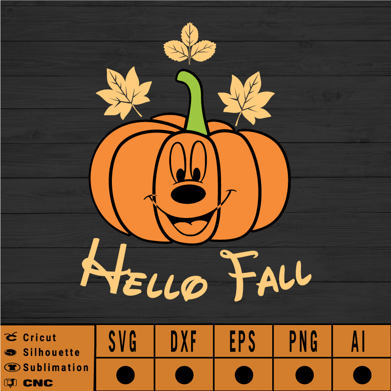 Kids Hello Fall SVG EPS DXF PNG AI Instant Download