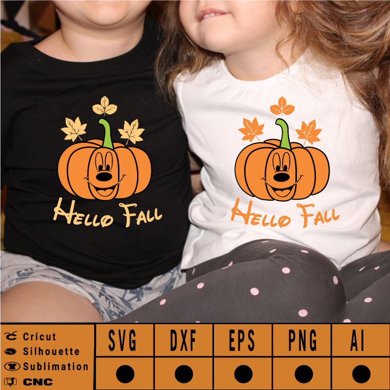 Kids Hello Fall SVG EPS DXF PNG AI Instant Download