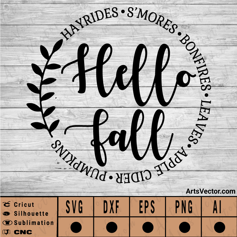 apple cider hello fall SVG EPS DXF PNG AI Instant Download