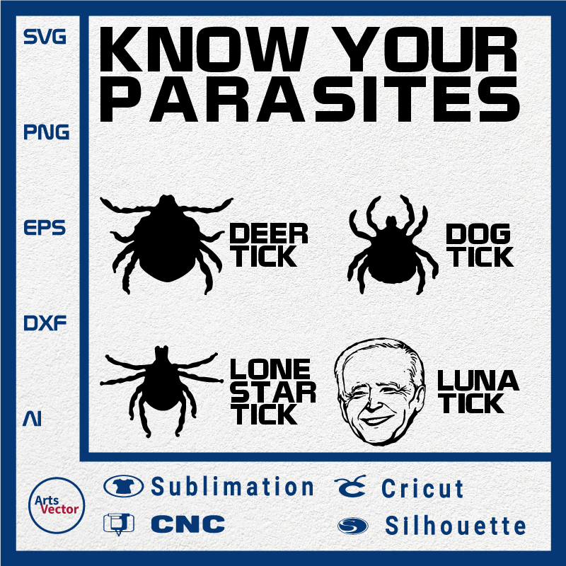 Know Your Parasites SVG PNG EPS DXF AI Instant Download anti Biden