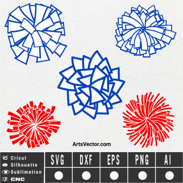 Pom pom cheer SVG EPS DXF PNG AI Instant Download - Arts Vector