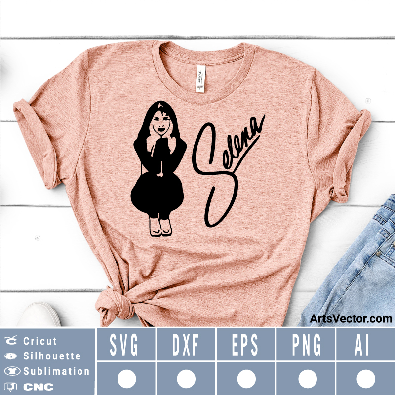 Selena quintanilla silhouette signature SVG EPS DXF PNG AI Instant Download