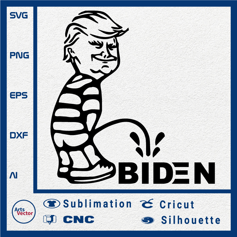Donald Trump peeing on Joe Biden SVG PNG EPS DXF AI Instant Download anti Biden