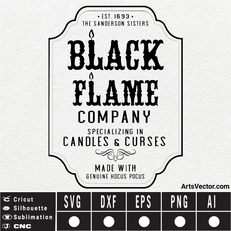 black flame candle free SVG EPS DXF PNG AI Instant Download