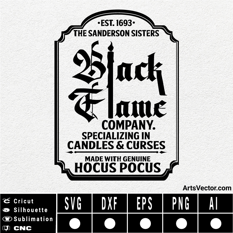 Black flame candle layered SVG EPS DXF PNG AI Instant Download