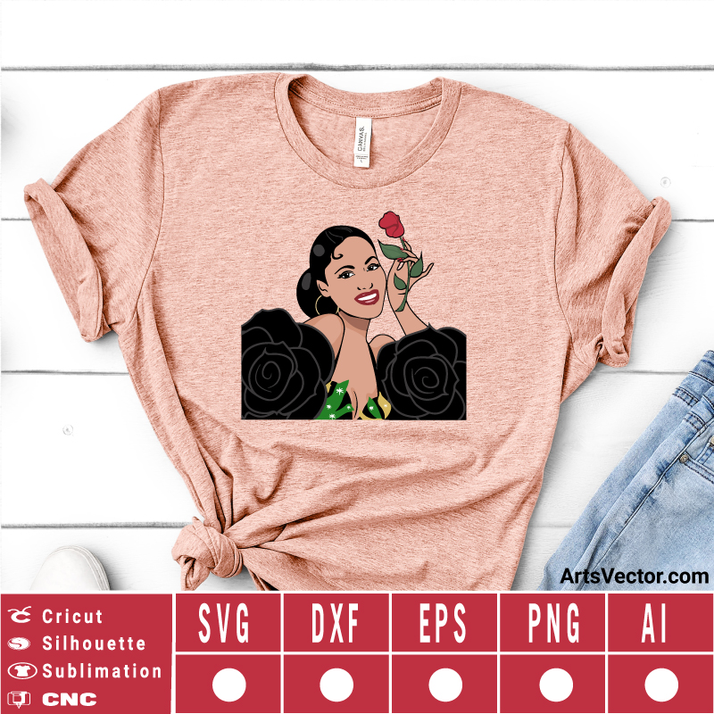 Selena quintanilla svg holding rose SVG EPS DXF PNG AI Instant Download