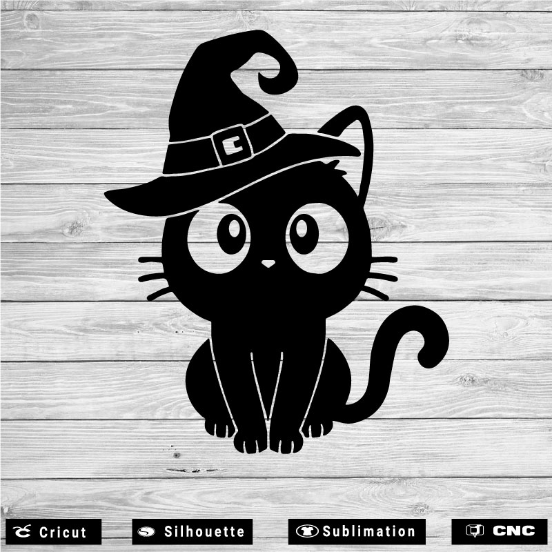 Halloween cat with hat SVG PNG EPS DXF AI