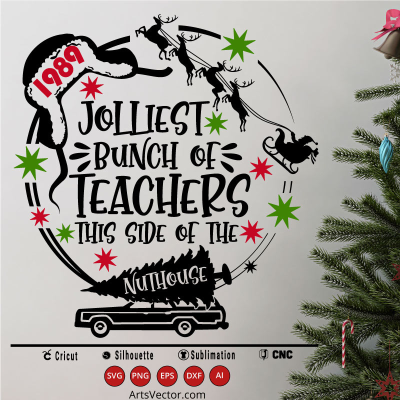 Jolliest bunch of Christmas vacation SVG PNG DXF High Quality Files Downloads ideal for craft, sublimation or print.