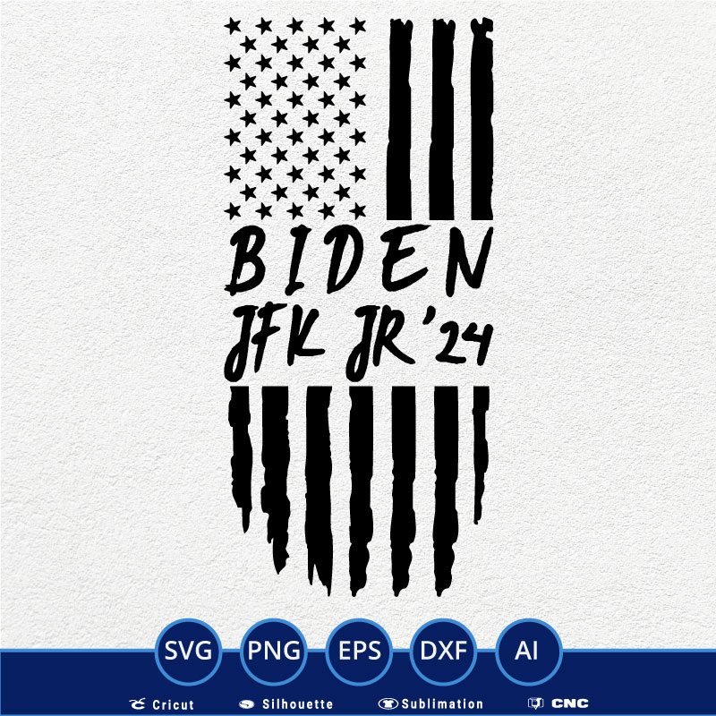 Biden JFK JR24 distressed BLACK US flag SVG PNG EPS DXF AI