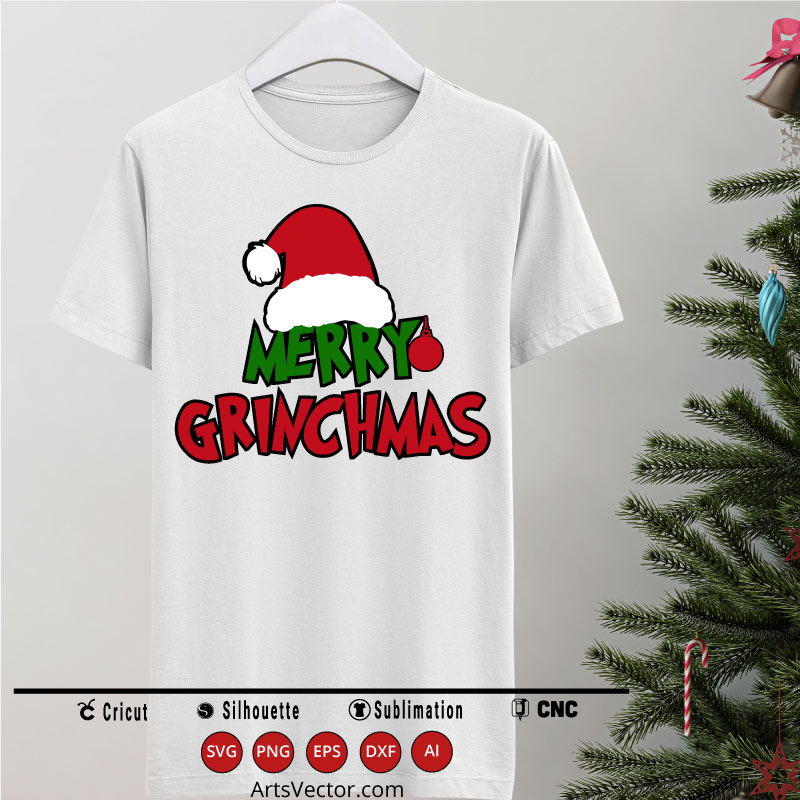 Merry Grinchmas Santa hat SVG PNG EPS DXF AI
