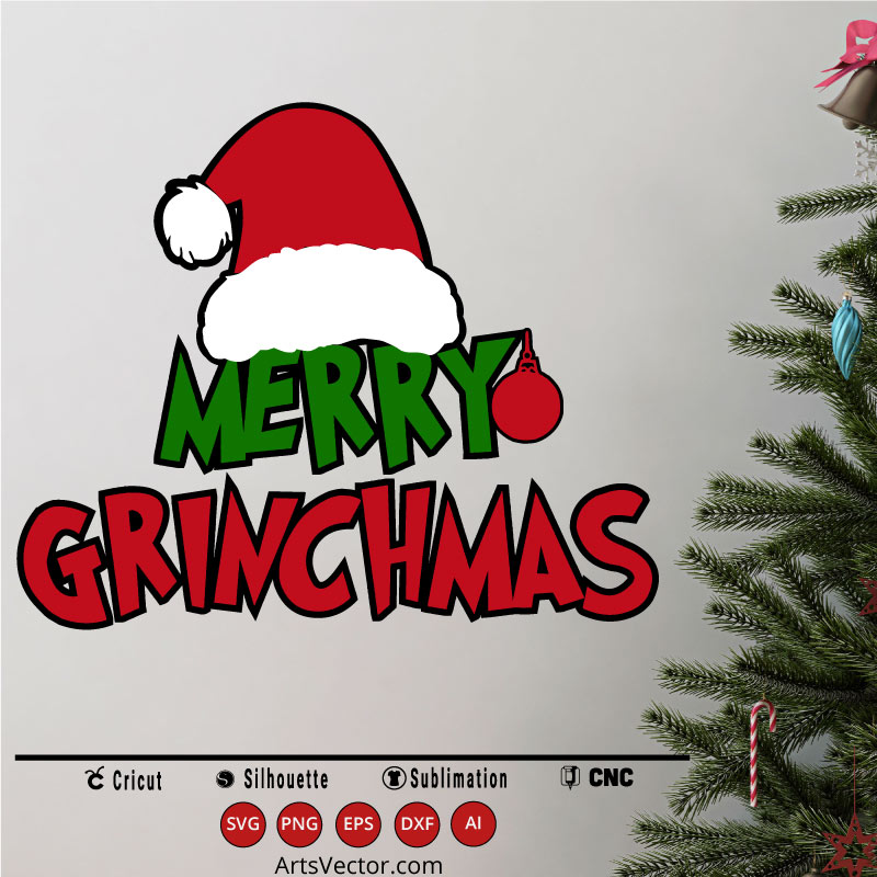Merry Grinchmas Santa hat SVG PNG