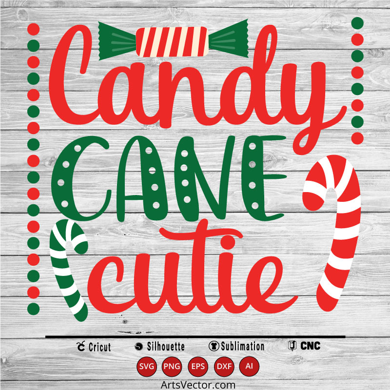 Candy cane cutie Christmas SVG PNG EPS DXF AI