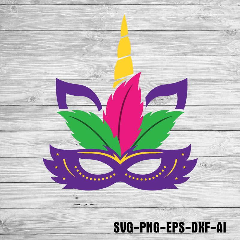 Mardi gras unicorn mask SVG PNG