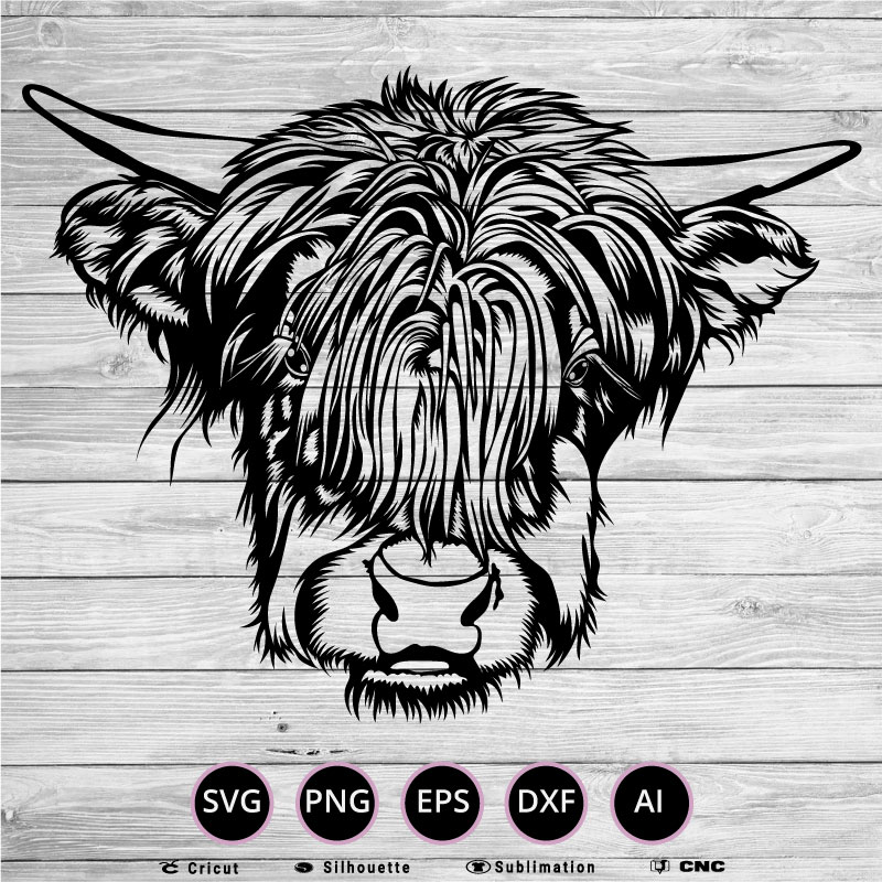 Highland cow SVG PNG EPS DXF AI