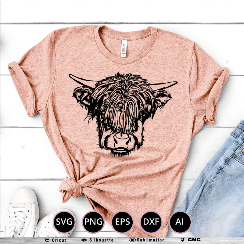 Highland cow SVG PNG EPS DXF AI
