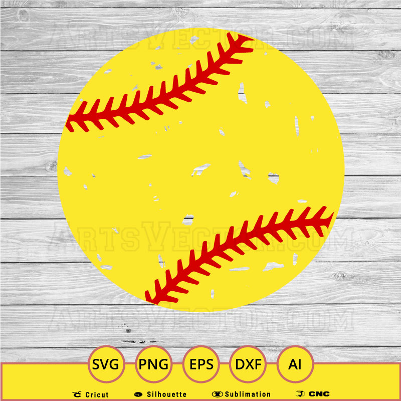 Softball ball grunge SVG PNG EPS DXF AI