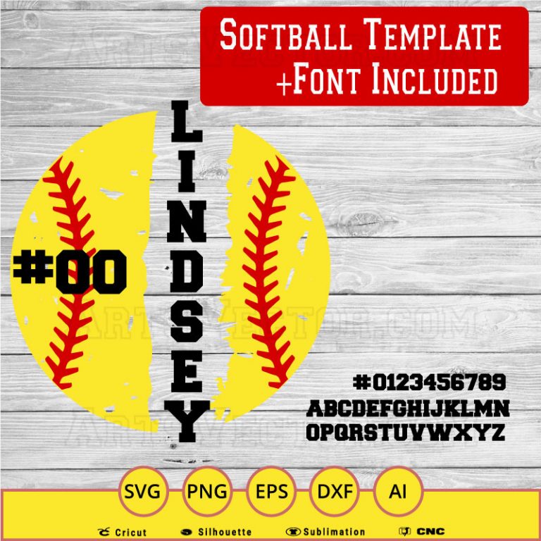 Softball Template SVG PNG EPS DXF AI Arts Vector