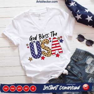 God Bless The Usa flag cheetah SVG PNG EPS DXF AI - Arts Vector