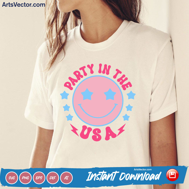 Party In the USA Pink Blue SVG PNG EPS DXF AI