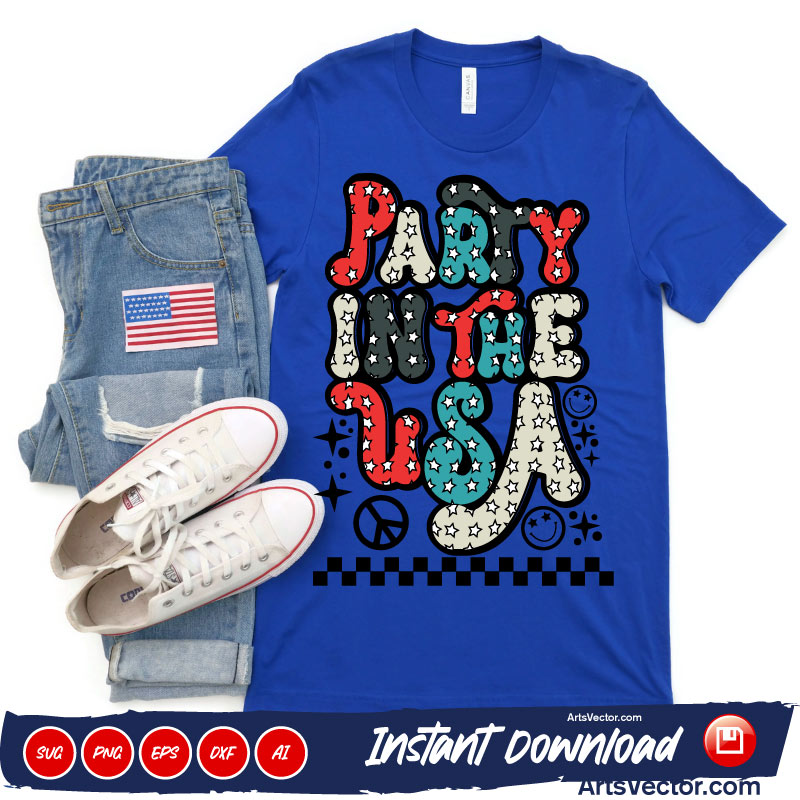 Party in the USA 4th of July SVG PNG EPS DXF AI