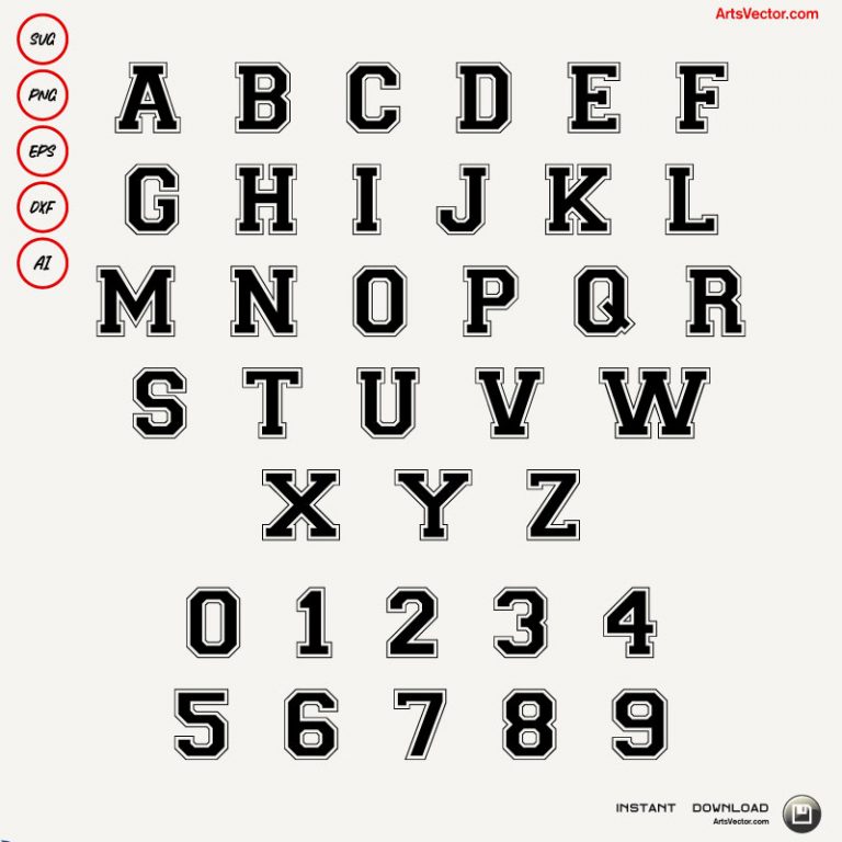Varsity Font Block Font College Font SVG PNG EPS DXF AI Arts Vector