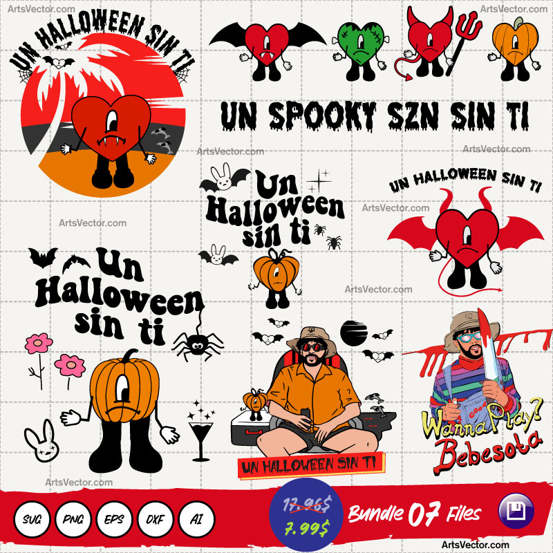 Bad Bunny Halloween Spooky Chucky Bundle 07 SVG PNG EPS DXF AI